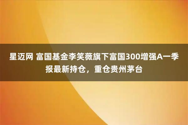 星迈网 富国基金李笑薇旗下富国300增强A一季报最新持仓，重仓贵州茅台